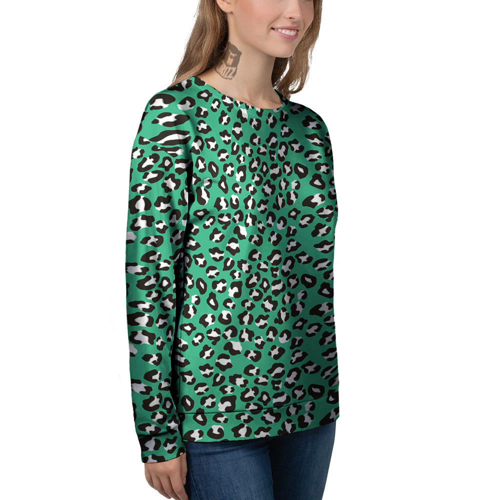 Jade Leopard Print Pattern Women's Sweatshirt-grizzshop