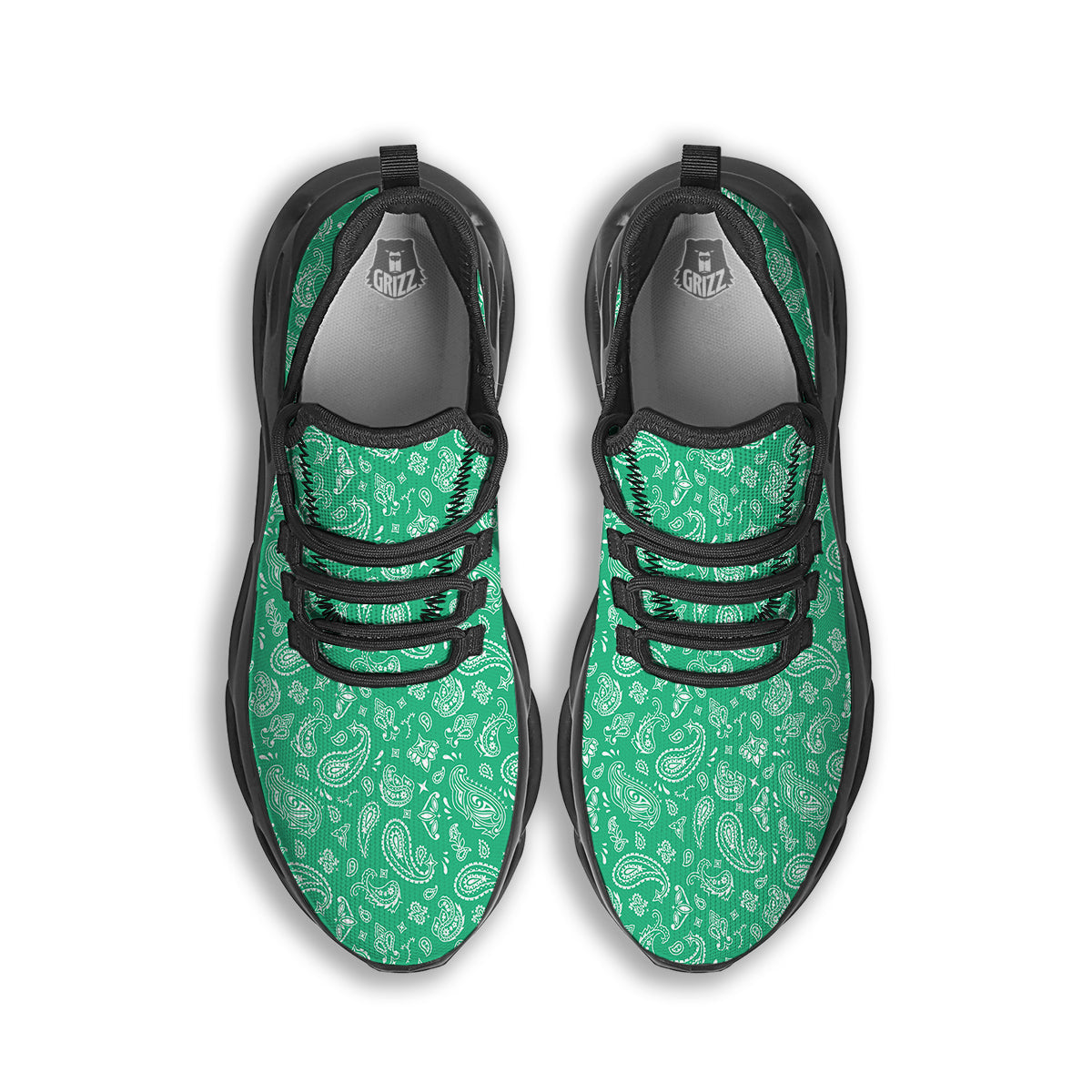Jade Paisley Bandana Print Black Running Shoes-grizzshop