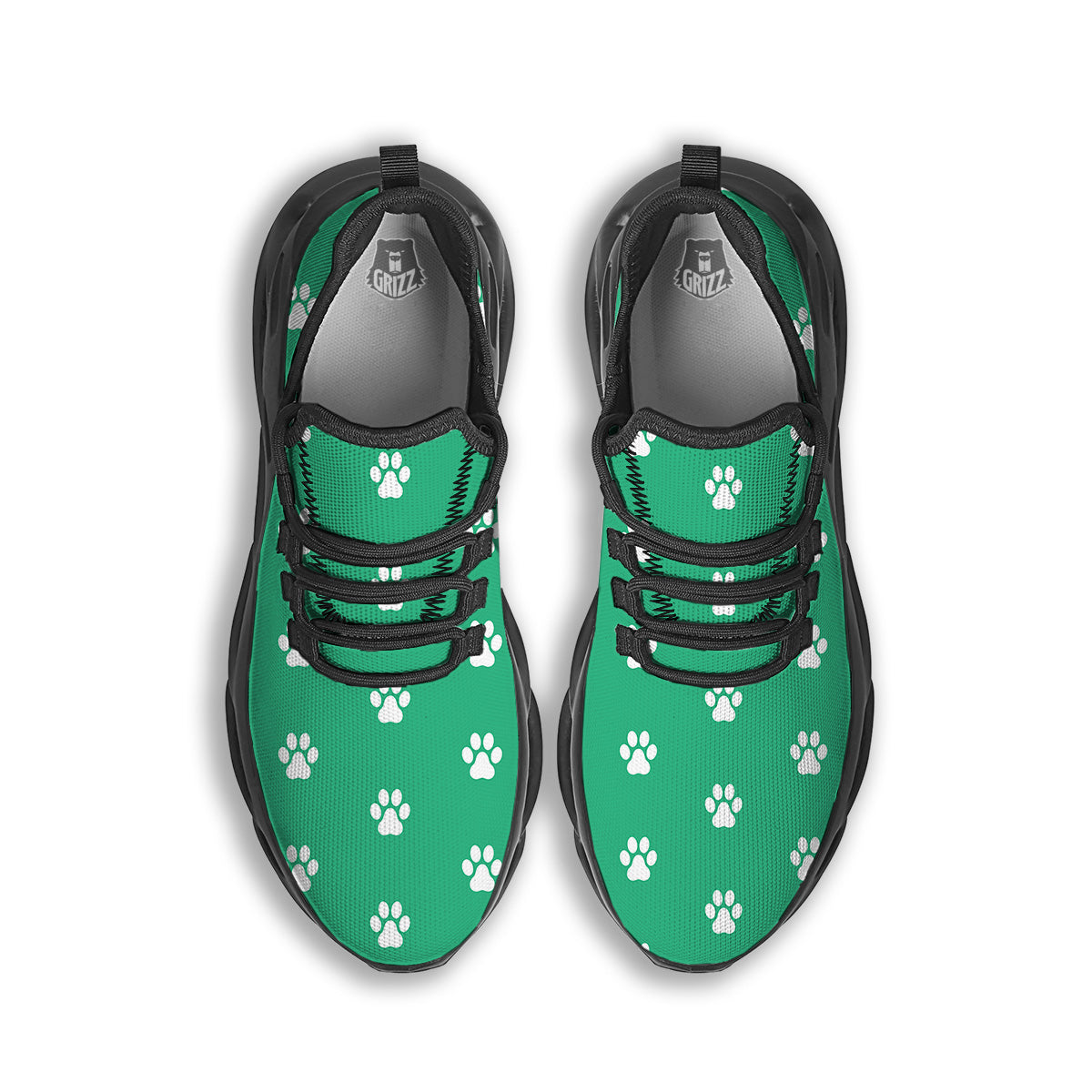 Jade Paw Print Black Running Shoes-grizzshop