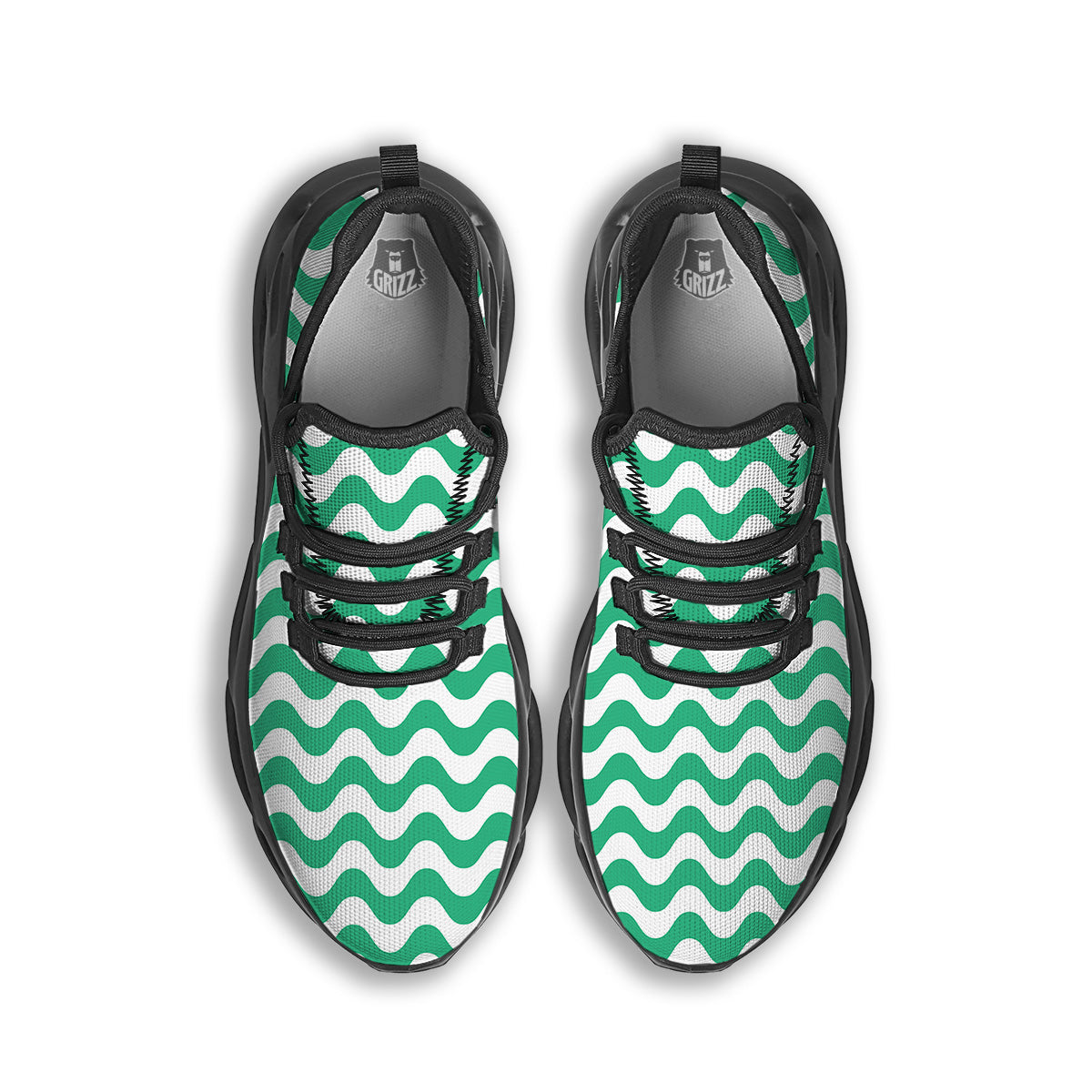 Jade Wave Striped Print Black Running Shoes-grizzshop
