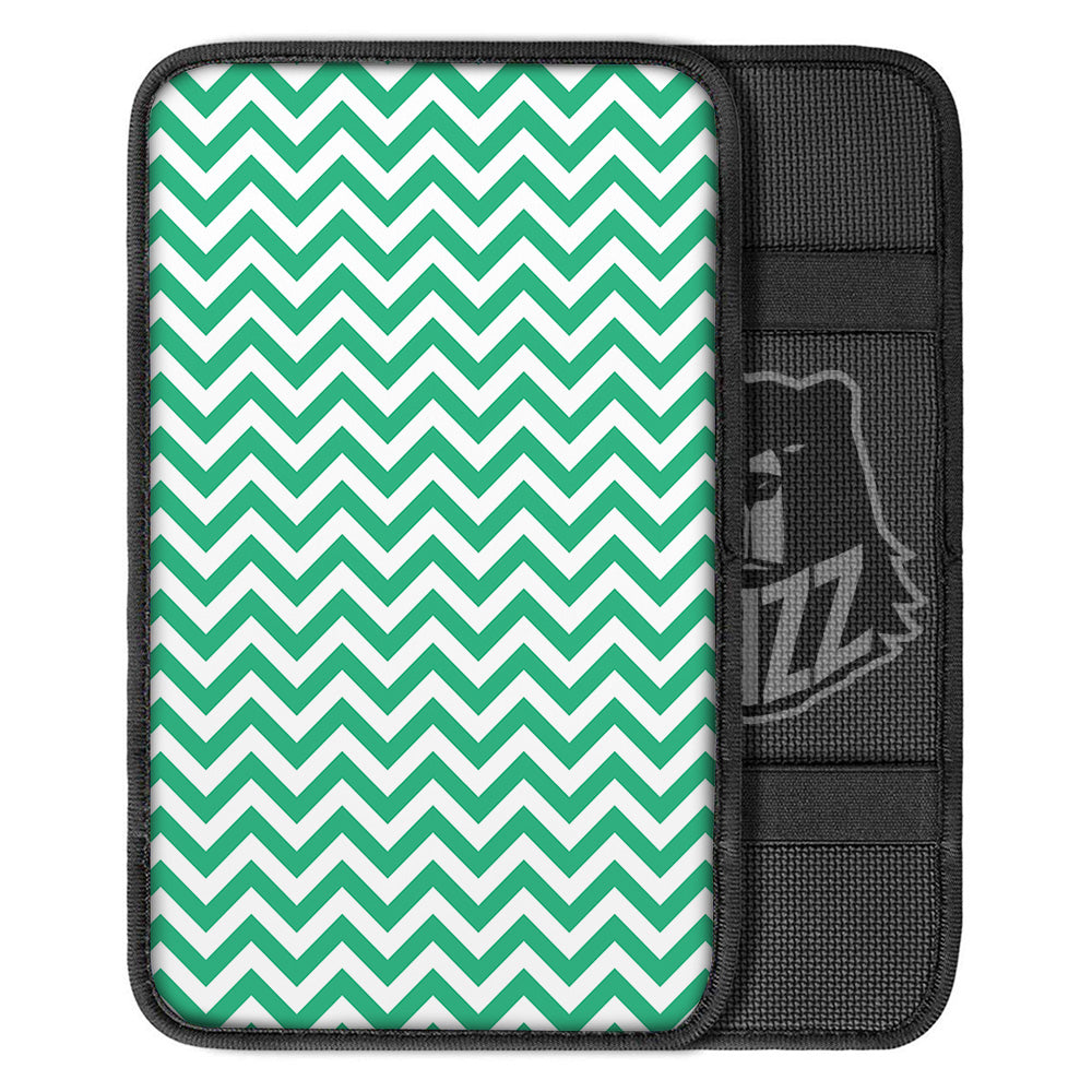 Jade Zigzag Print Pattern Car Center Console Cover-grizzshop