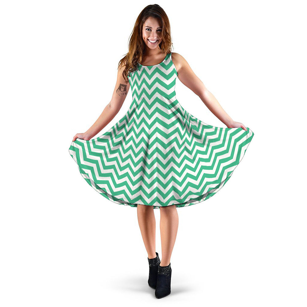 Jade Zigzag Print Pattern Dress-grizzshop