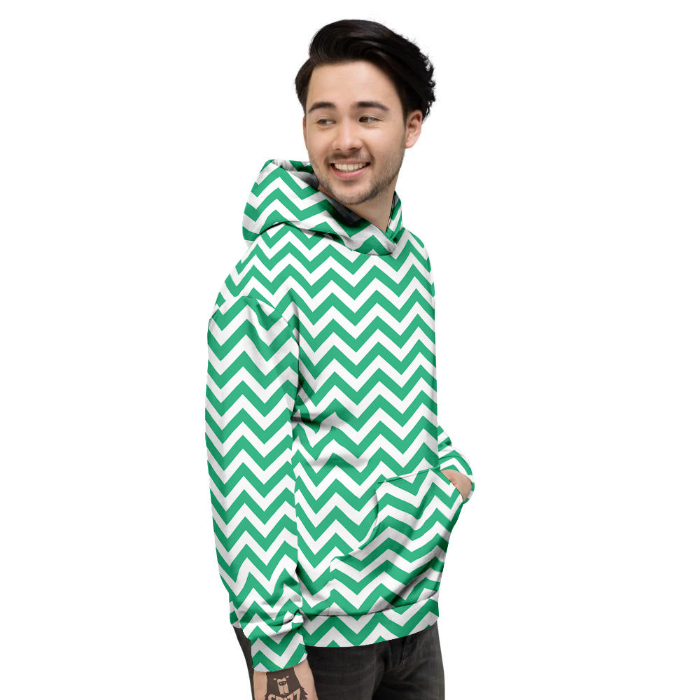 Jade Zigzag Print Pattern Men's Hoodie-grizzshop