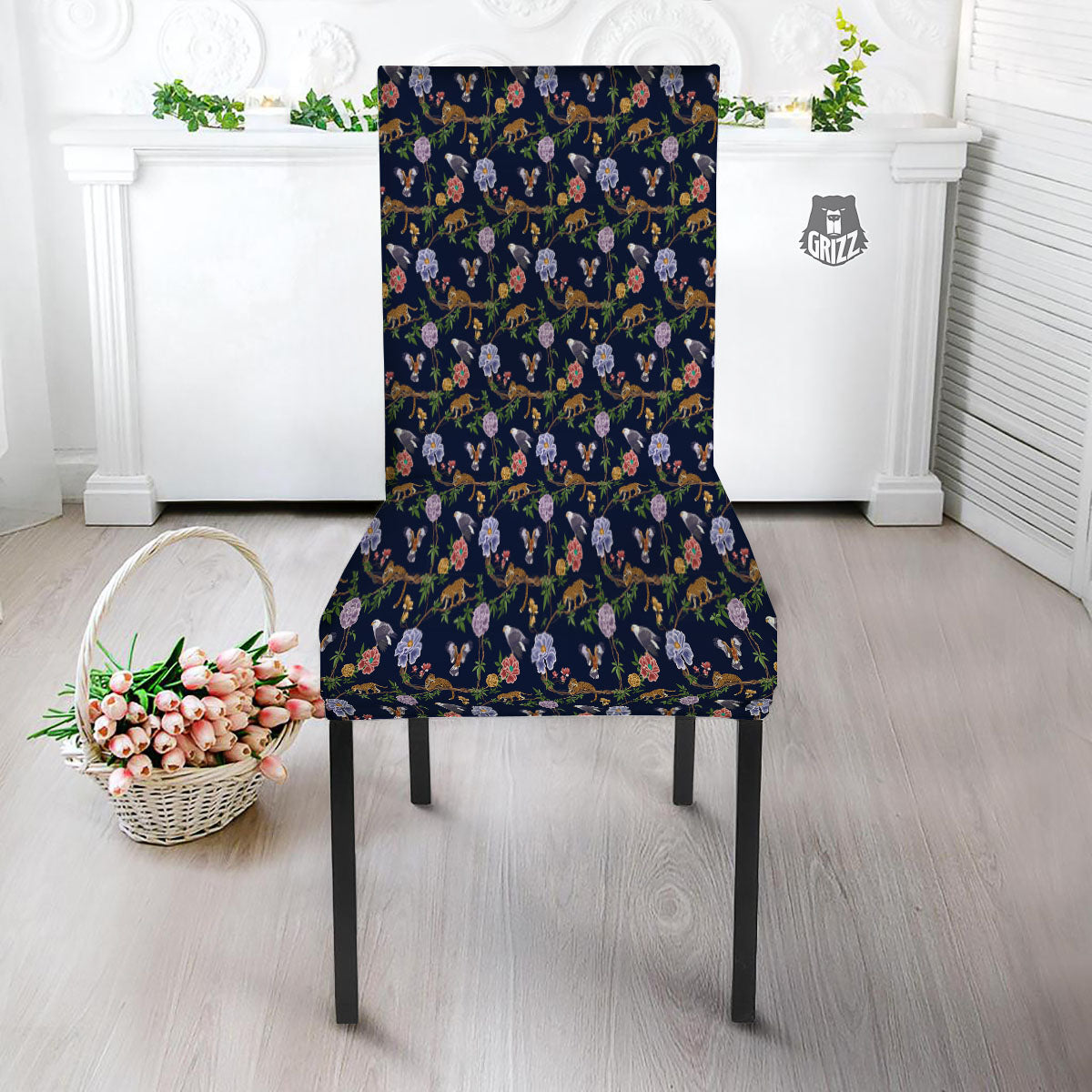 Jaguar And Eagle Print Pattern Dining Chair Slipcover-grizzshop