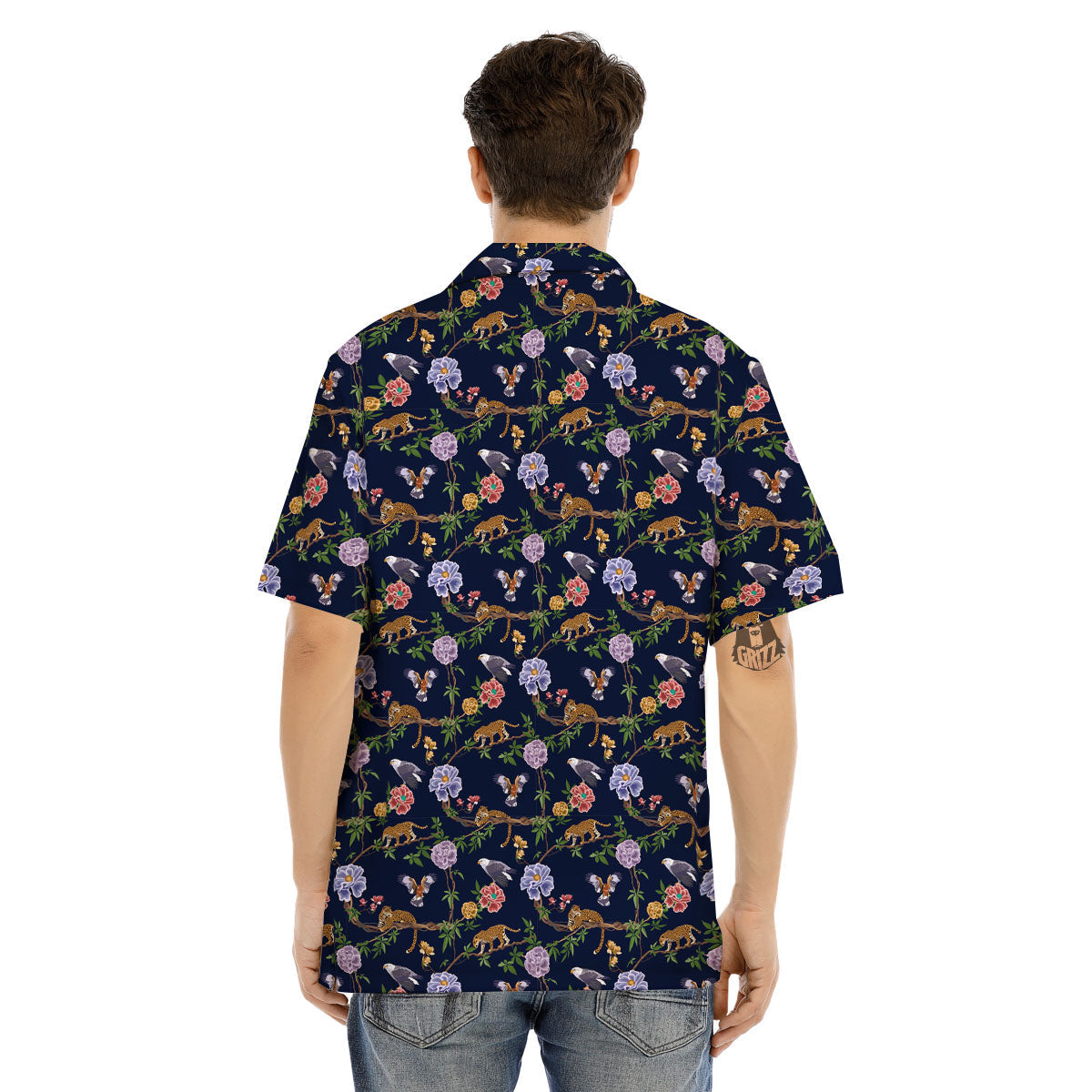 Jaguar And Eagle Print Pattern Men's Hawaiian Shirt-grizzshop