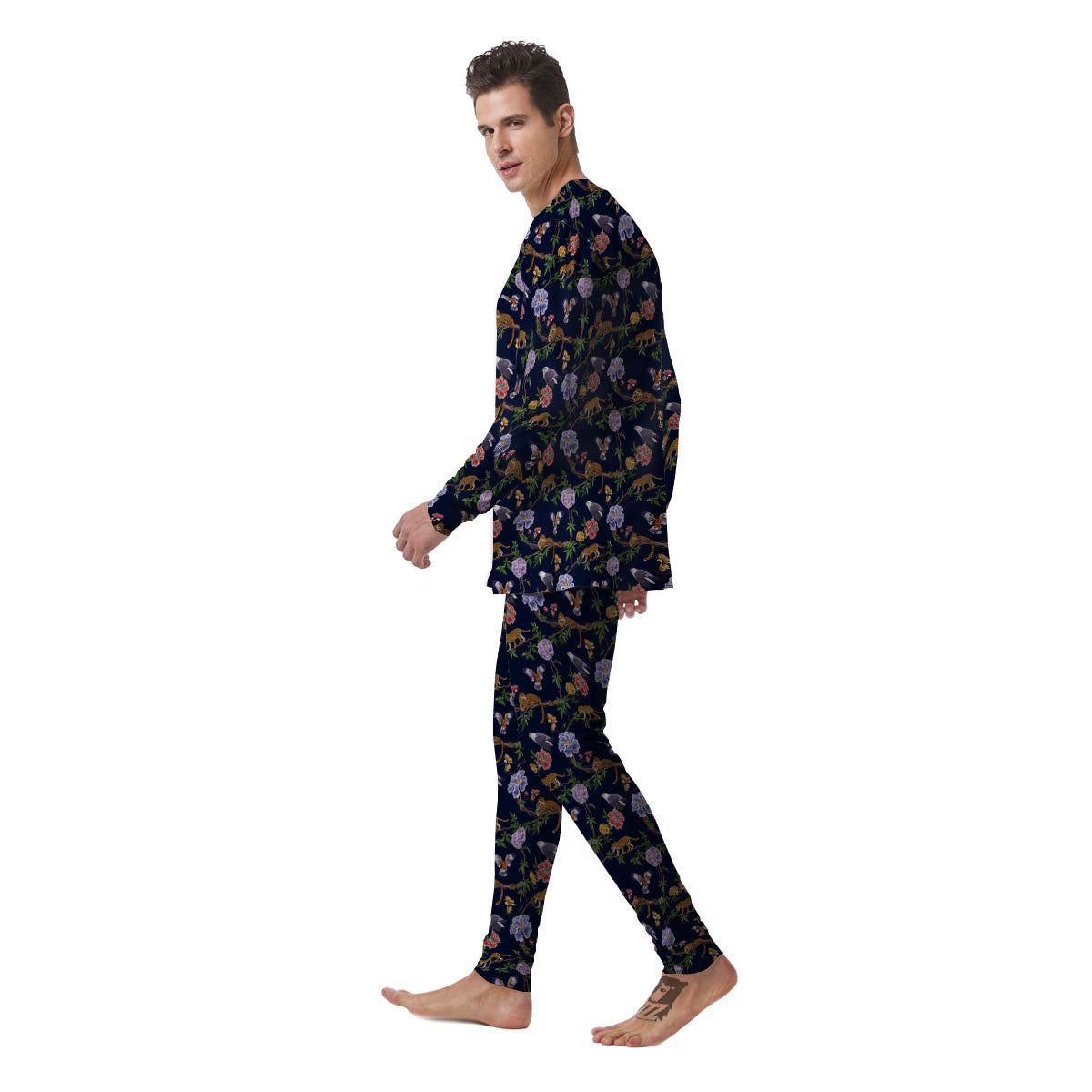 Jaguar And Eagle Print Pattern Men's Pajamas-grizzshop