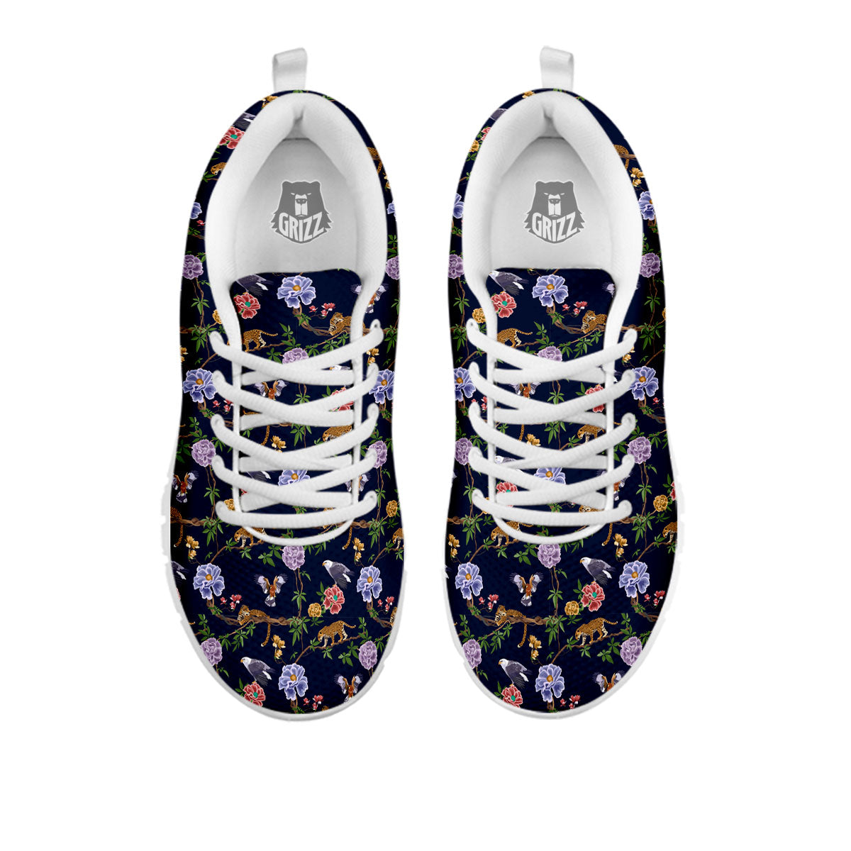Jaguar And Eagle Print Pattern White Sneaker-grizzshop