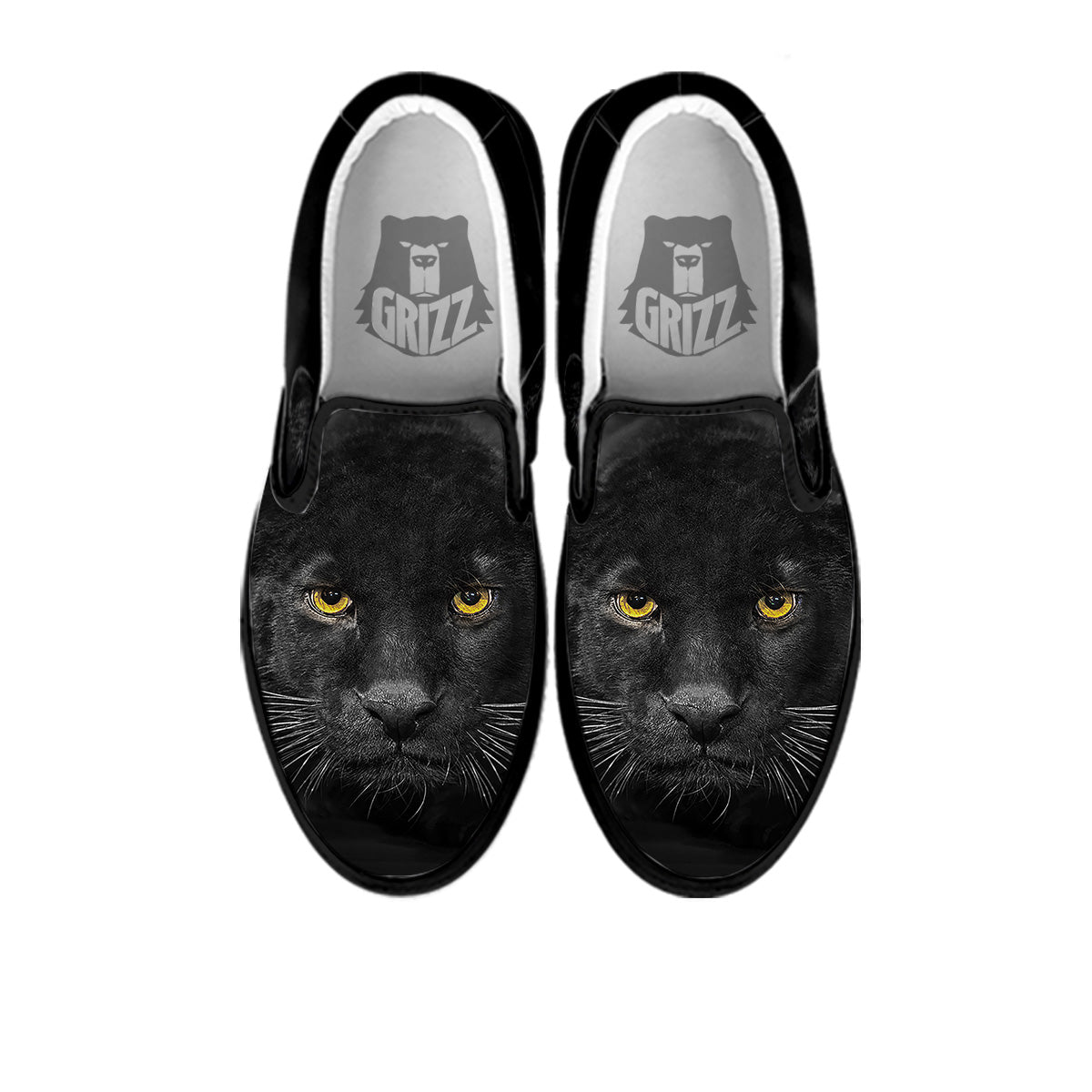 Jaguar Black Print Black Slip On Shoes-grizzshop