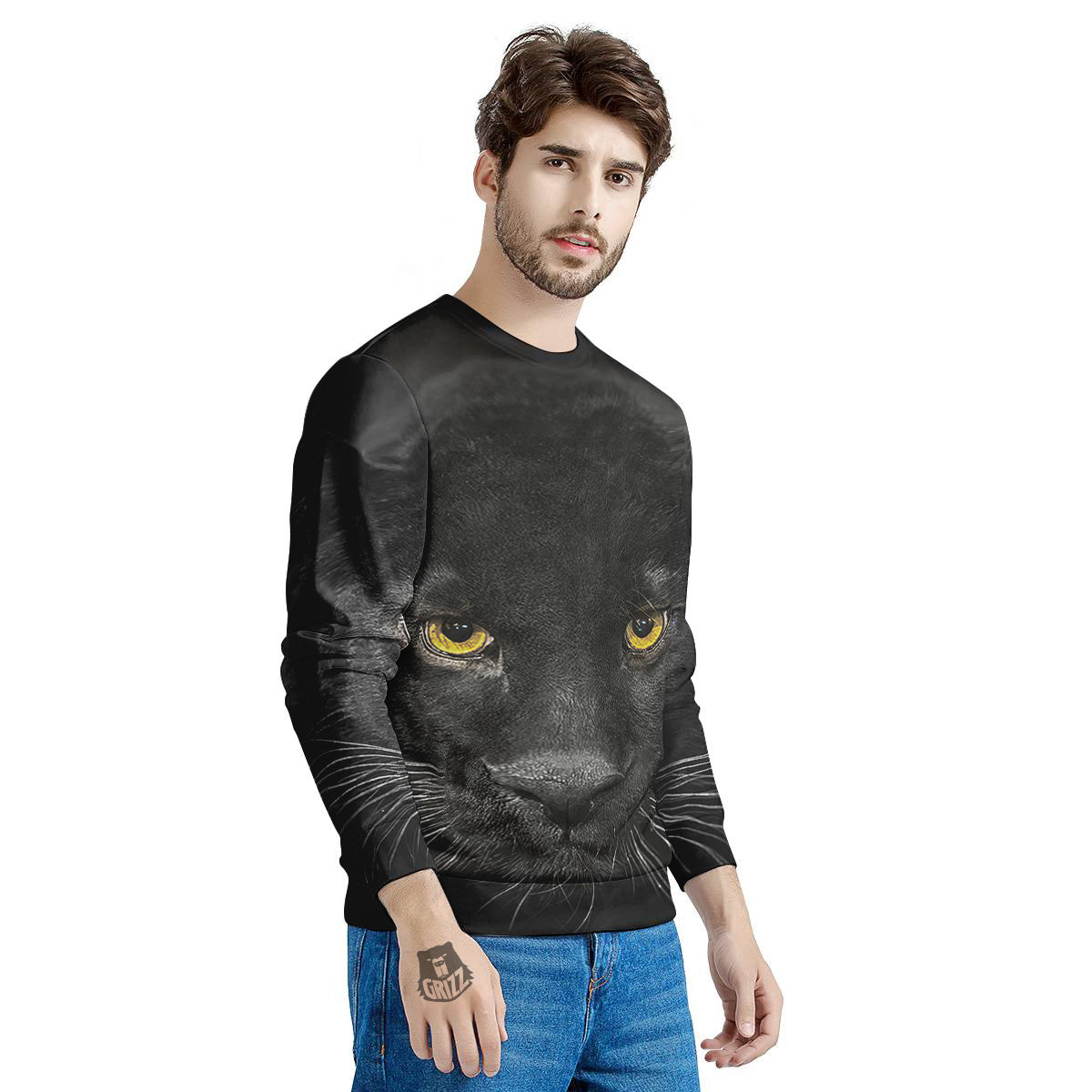 Jaguar Black Print Men's Sweatshirt-grizzshop
