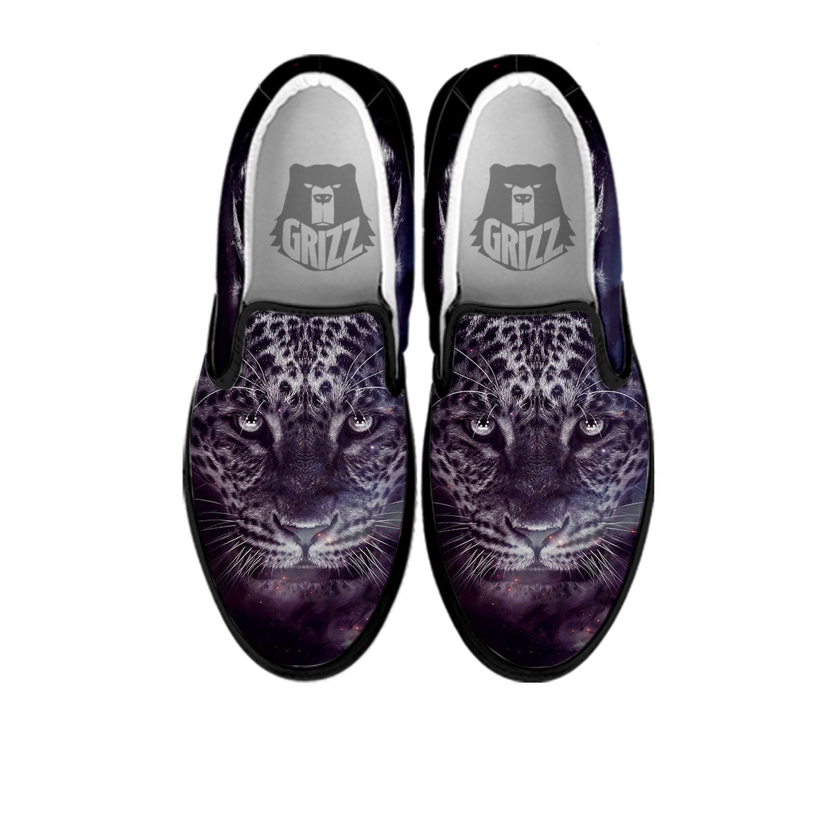 Jaguar Galaxy Print Black Slip On Shoes-grizzshop
