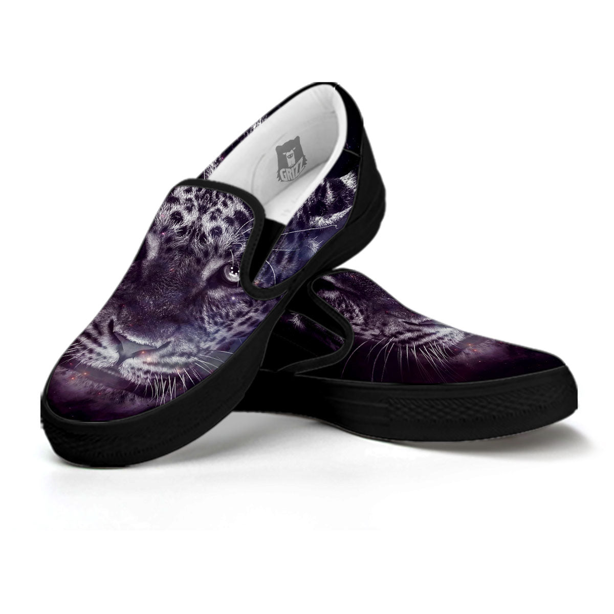 Jaguar Galaxy Print Black Slip On Shoes-grizzshop
