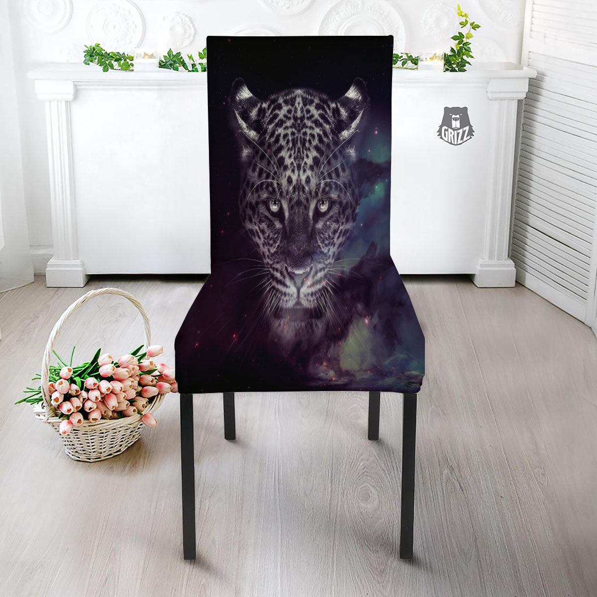 Jaguar Galaxy Print Dining Chair Slipcover-grizzshop