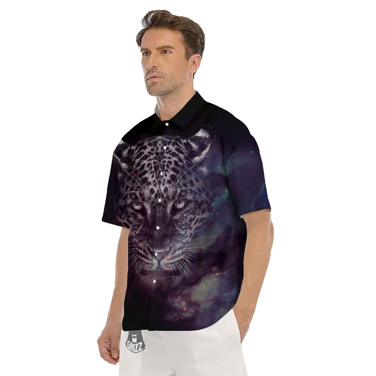 Jaguar Galaxy Print Men's Short Sleeve Shirts-grizzshop