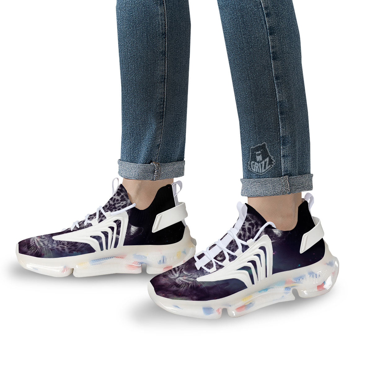 Jaguar Galaxy Print White Gym Shoes-grizzshop