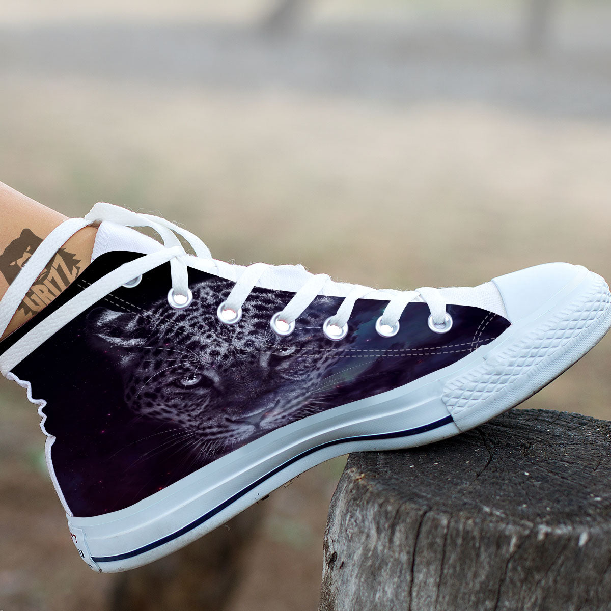 Jaguar Galaxy Print White High Top Shoes-grizzshop