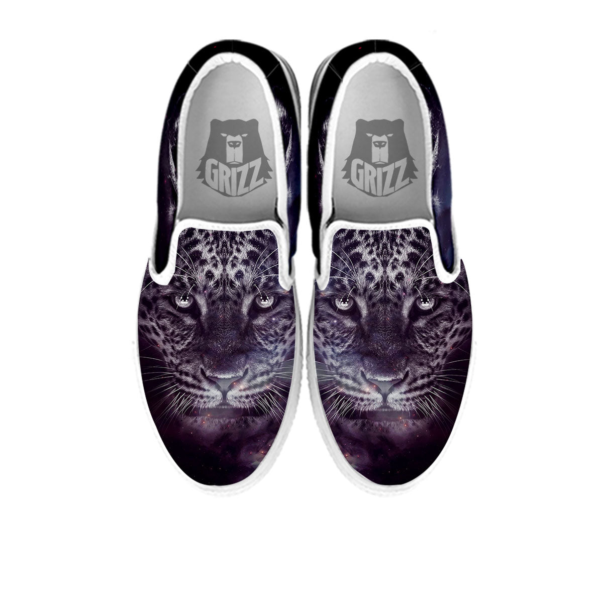 Jaguar Galaxy Print White Slip On Shoes-grizzshop