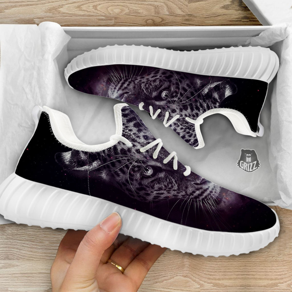 Jaguar Galaxy Print White Walking Shoes-grizzshop