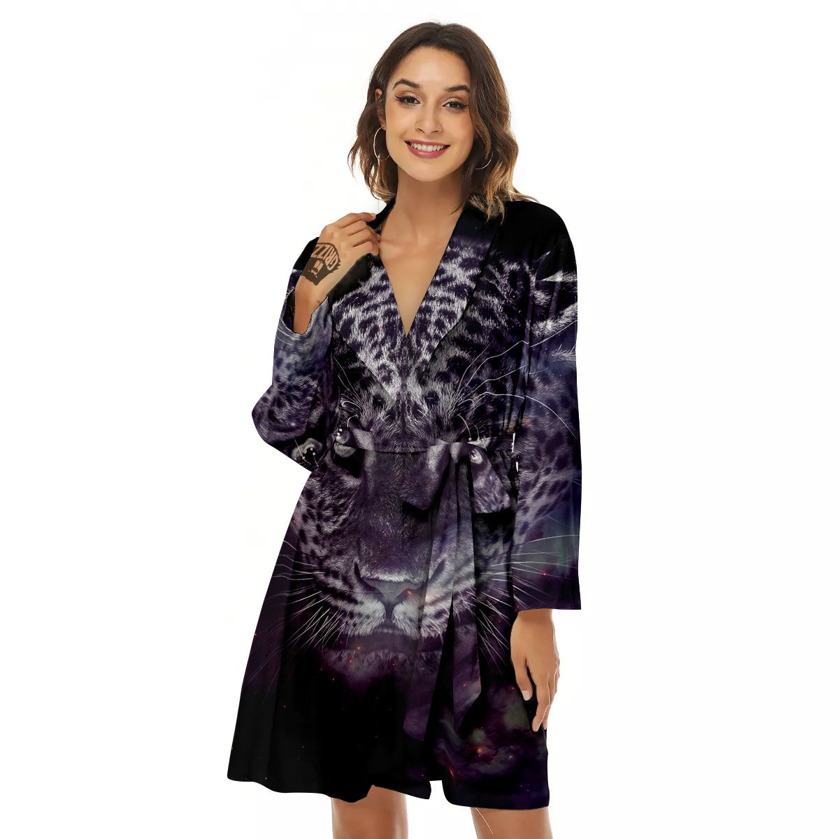 Jaguar Galaxy Print Women's Robe-grizzshop