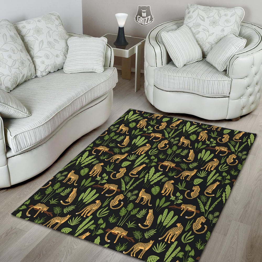 Jaguar Tropical Print Pattern Floor Mat-grizzshop