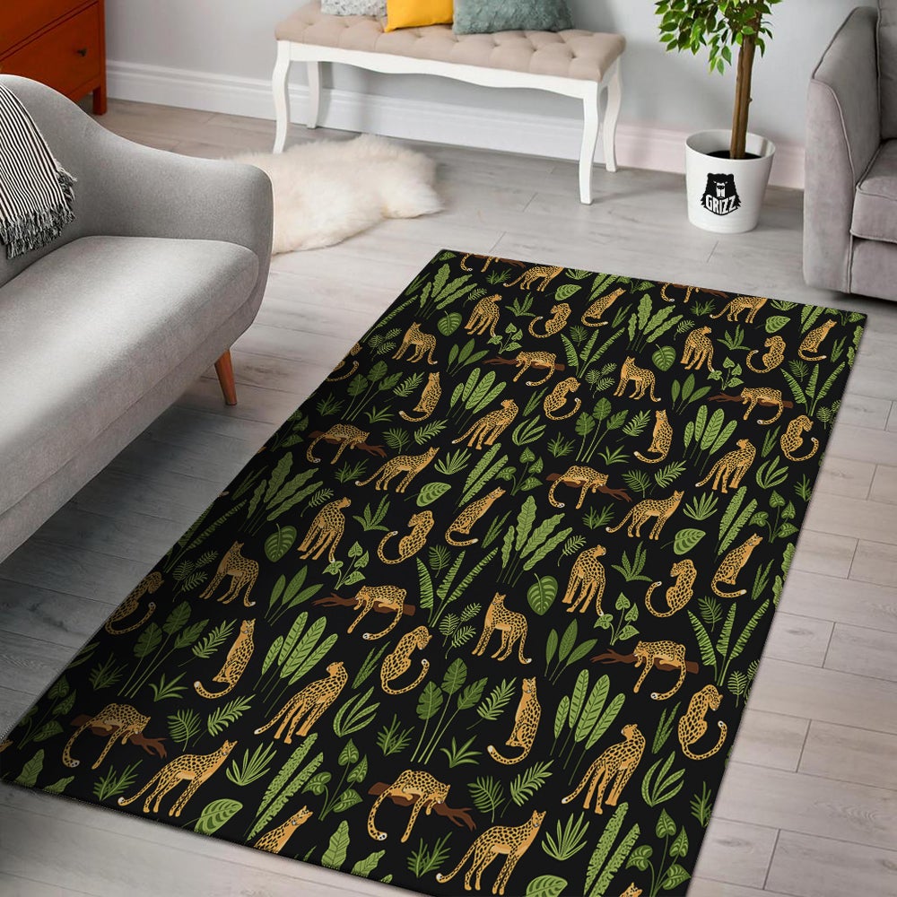 Jaguar Tropical Print Pattern Floor Mat-grizzshop