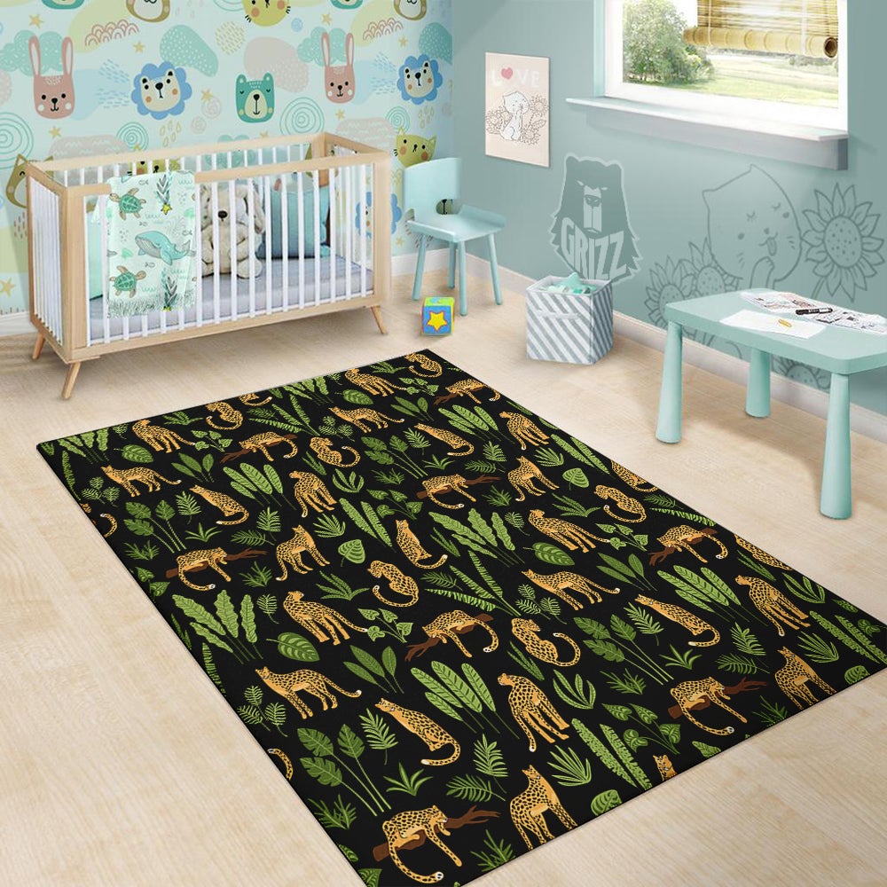 Jaguar Tropical Print Pattern Floor Mat-grizzshop