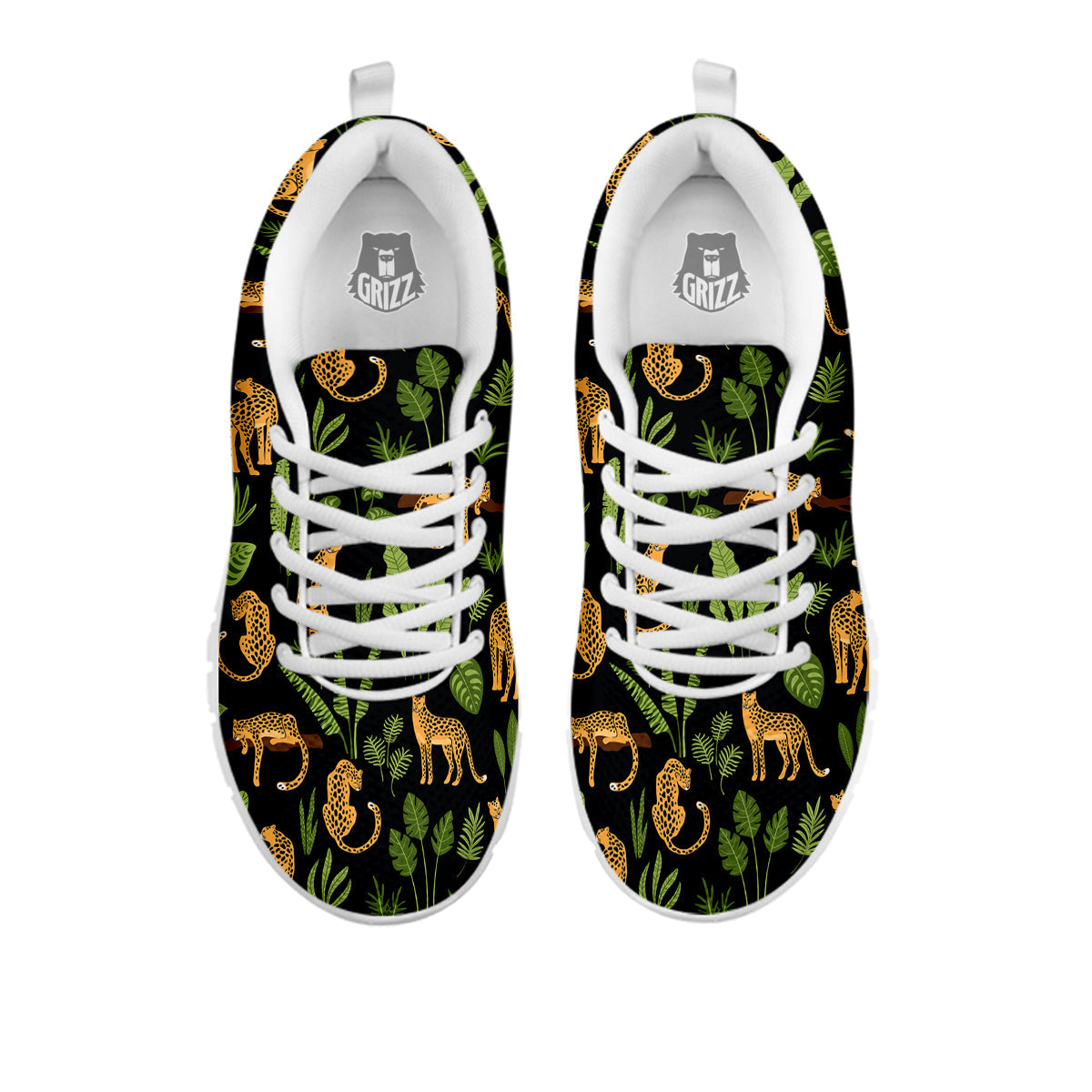 Jaguar Tropical Print Pattern White Sneaker-grizzshop