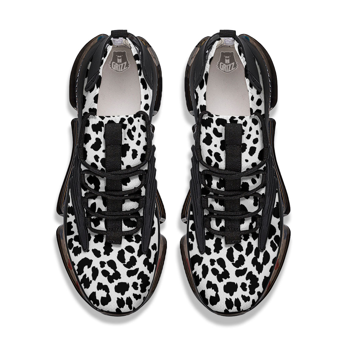 Jaguar White And Black Print Pattern Black Gym Shoes-grizzshop
