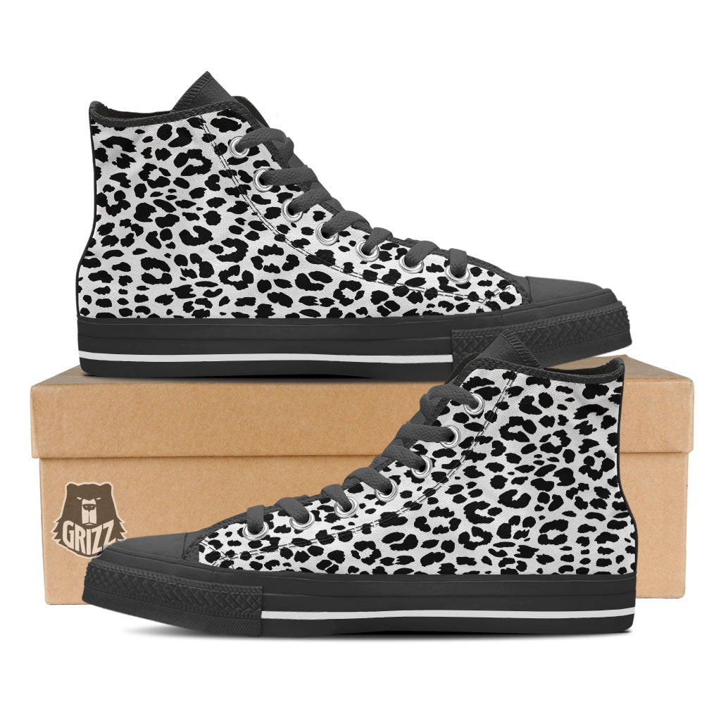 Jaguar White And Black Print Pattern Black High Top Shoes-grizzshop