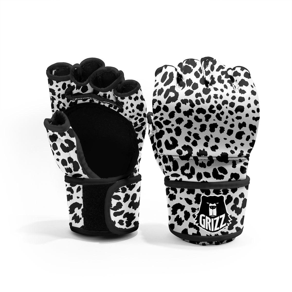 Jaguar White And Black Print Pattern MMA Gloves-grizzshop