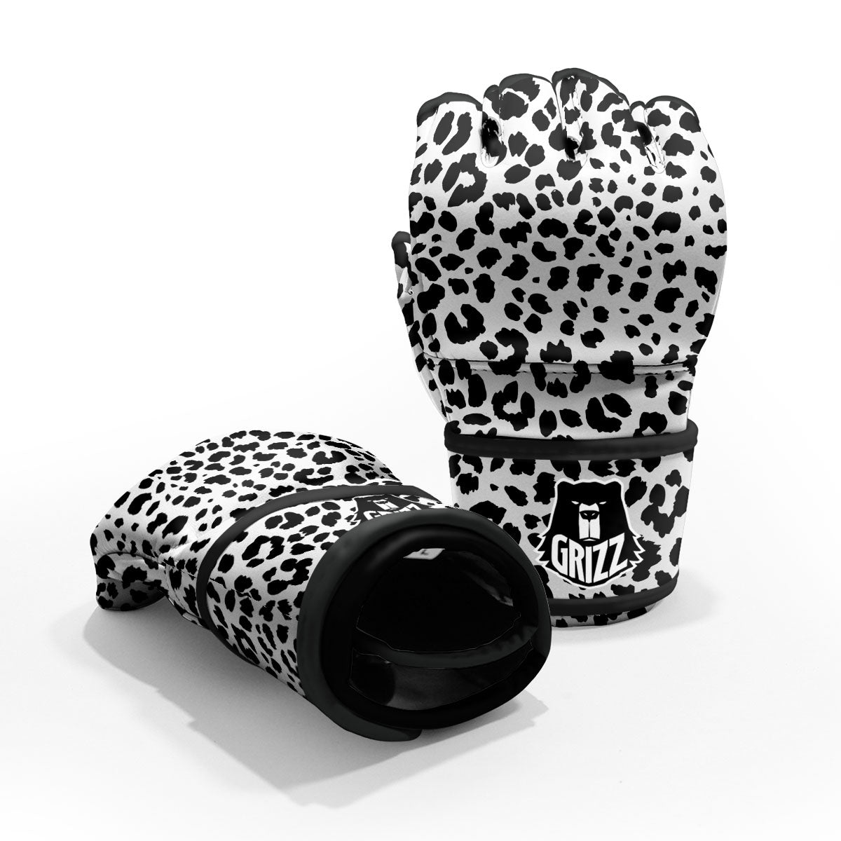 Jaguar White And Black Print Pattern MMA Gloves-grizzshop