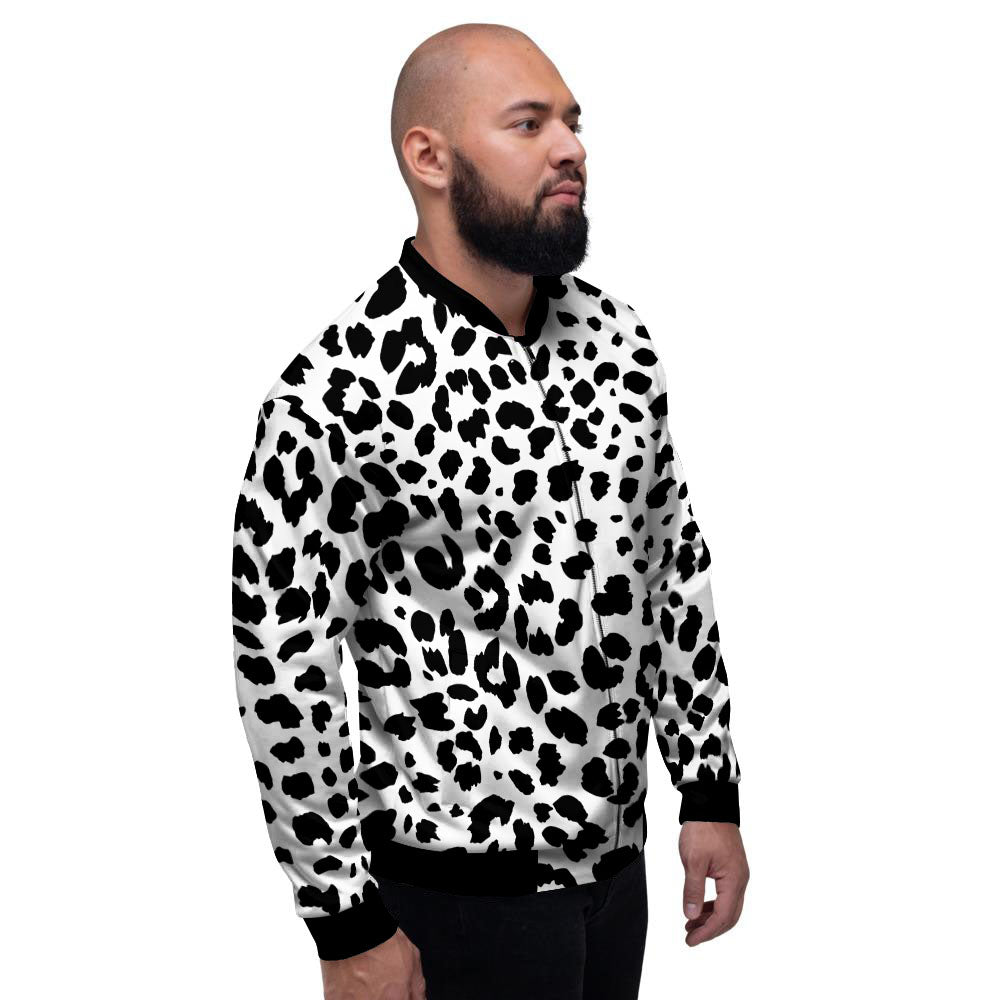 Jaguar White And Black Print Pattern Men's Bomber Jacket-grizzshop