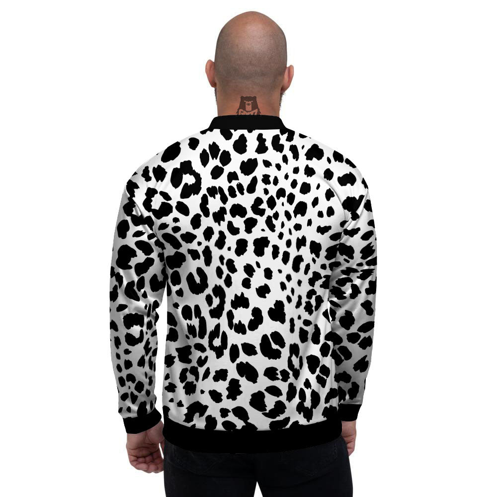 Jaguar White And Black Print Pattern Men's Bomber Jacket-grizzshop
