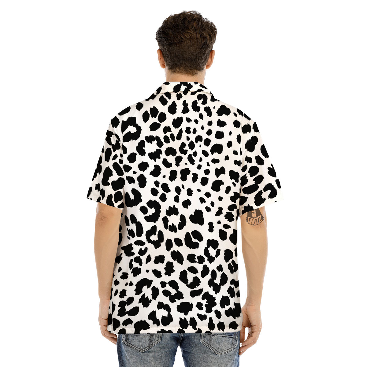 Jaguar White And Black Print Pattern Men's Hawaiian Shirt-grizzshop