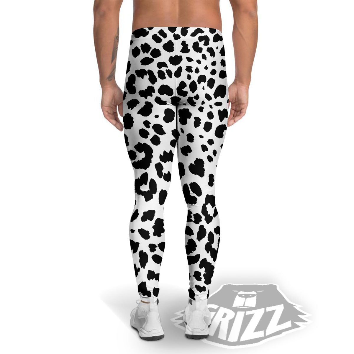 Jaguar White And Black Print Pattern Men's Leggings-grizzshop