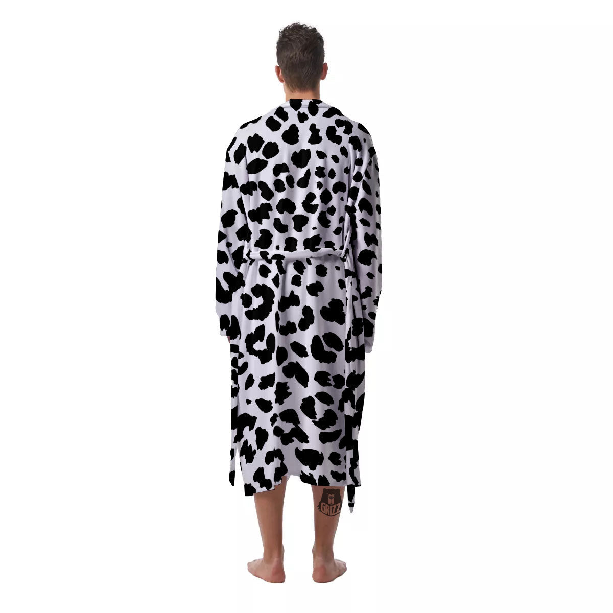 Jaguar White And Black Print Pattern Men's Robe-grizzshop