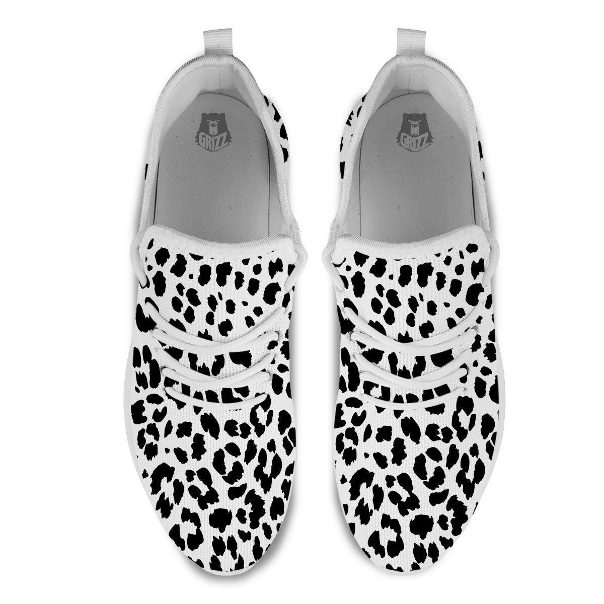 Jaguar White And Black Print Pattern White Athletic Shoes-grizzshop