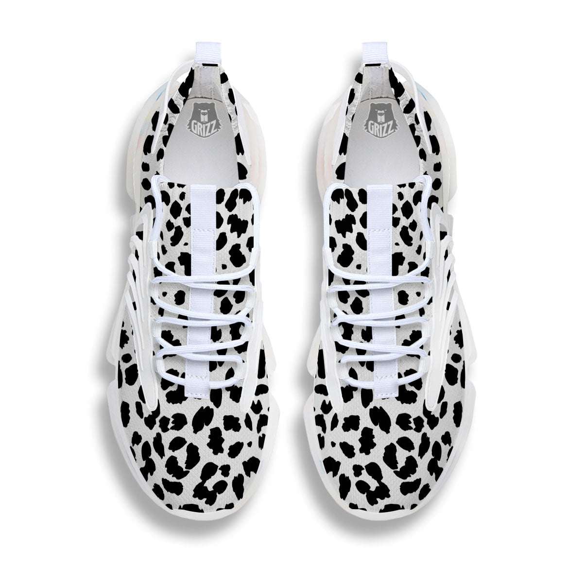 Jaguar White And Black Print Pattern White Gym Shoes-grizzshop