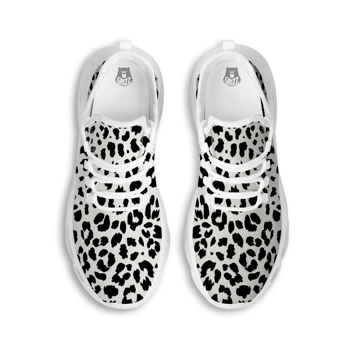Jaguar White And Black Print Pattern White Running Shoes-grizzshop