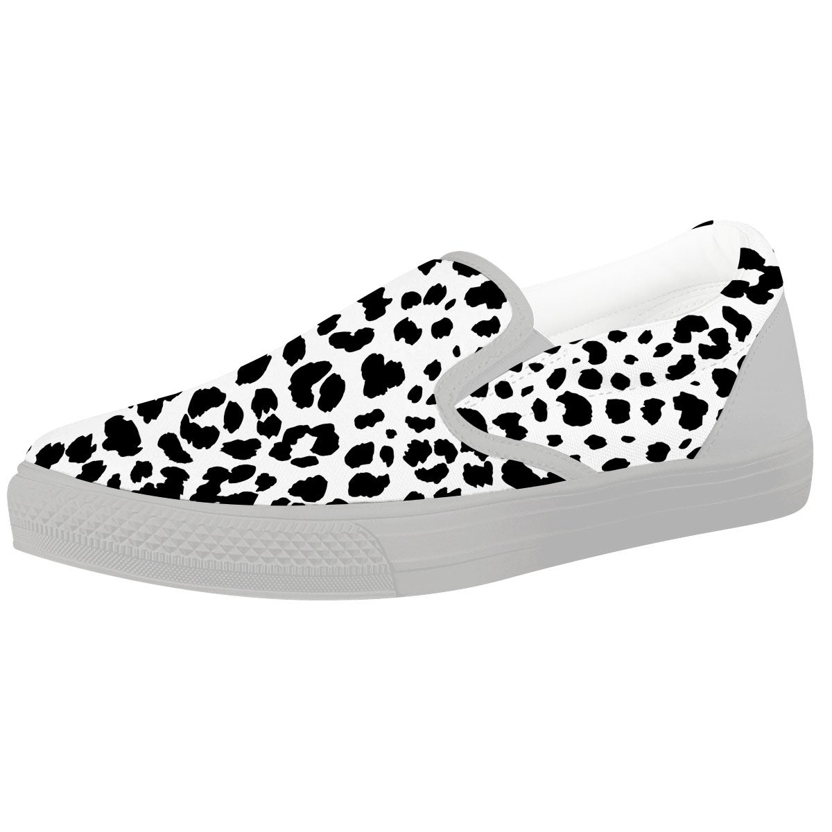 Jaguar White And Black Print Pattern White Slip On Shoes-grizzshop