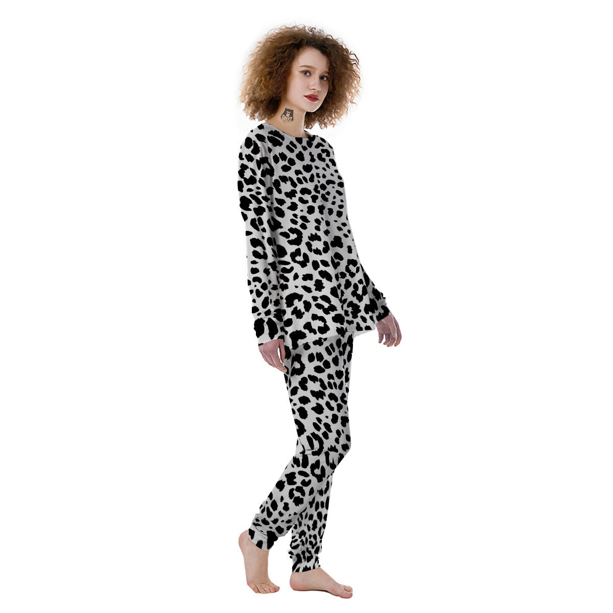 Jaguar White And Black Print Pattern Women's Pajamas-grizzshop