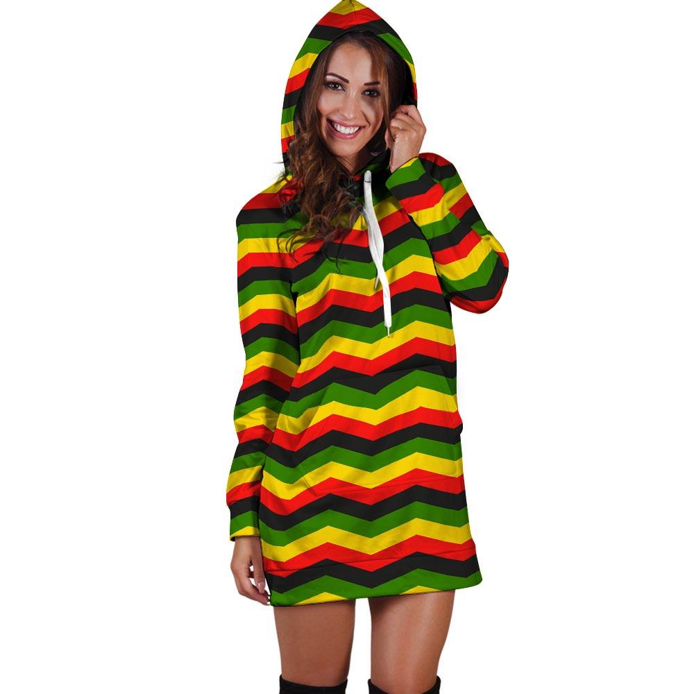 Jamaica Reggae Rasta Hoodie Dress-grizzshop