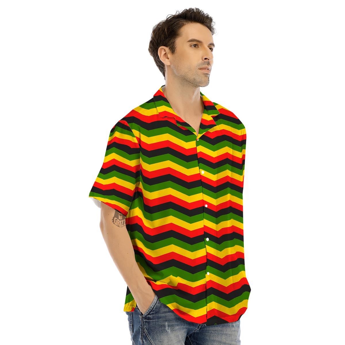 Jamaica Reggae Rasta Men’s Hawaiian Shirt-grizzshop