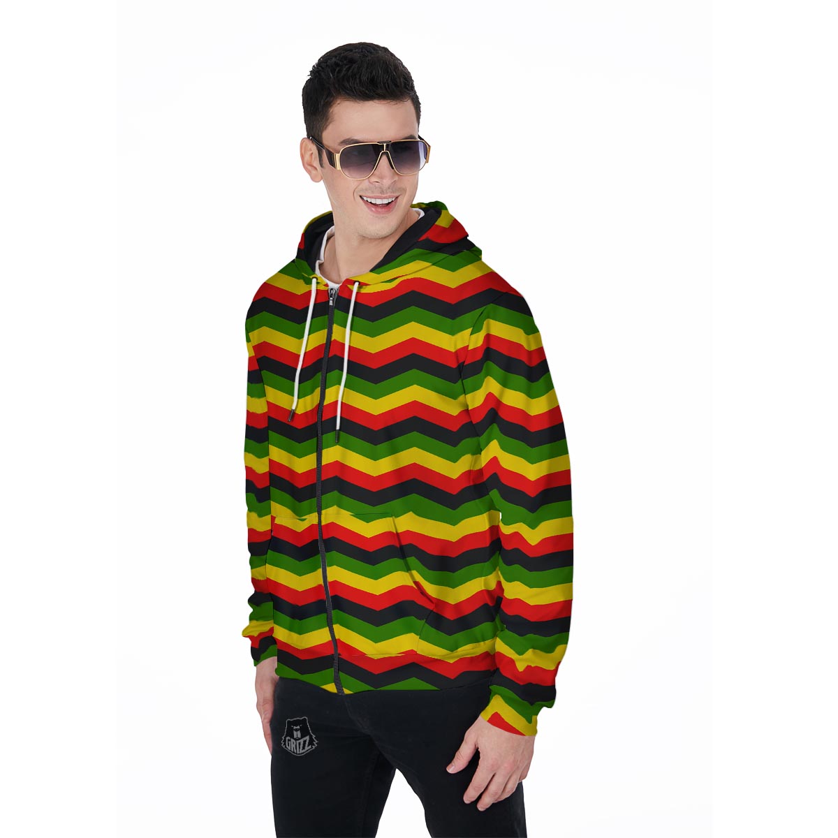 Jamaica Reggae Rasta Men's Zip Up Hoodie-grizzshop