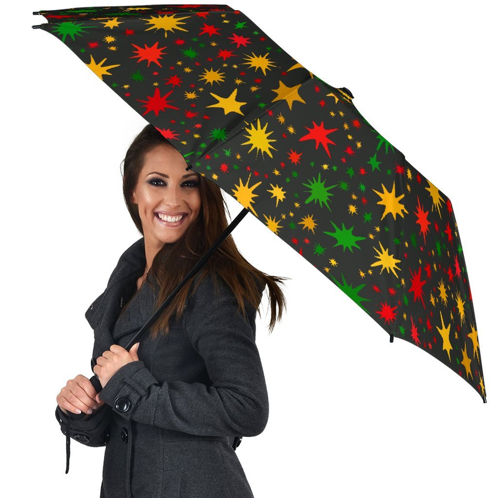 Jamaican Color Pattern Print Automatic Foldable Umbrella-grizzshop