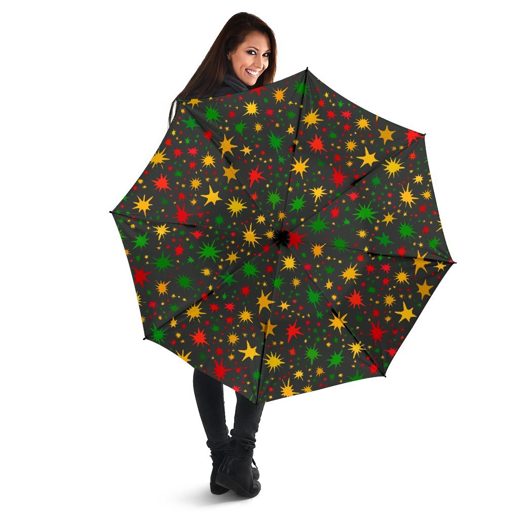 Jamaican Color Pattern Print Automatic Foldable Umbrella-grizzshop