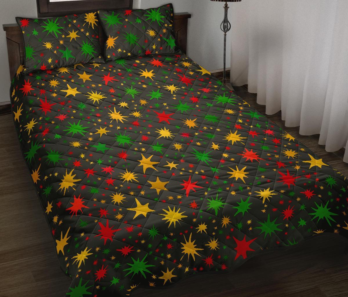 Jamaican Color Pattern Print Bed Set Quilt-grizzshop