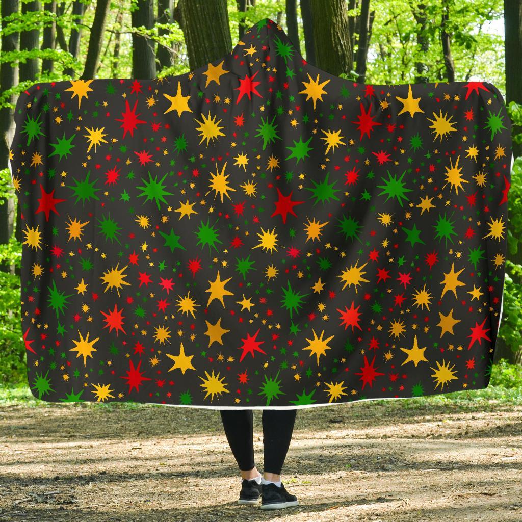Jamaican Color Pattern Print Hooded Blanket-grizzshop