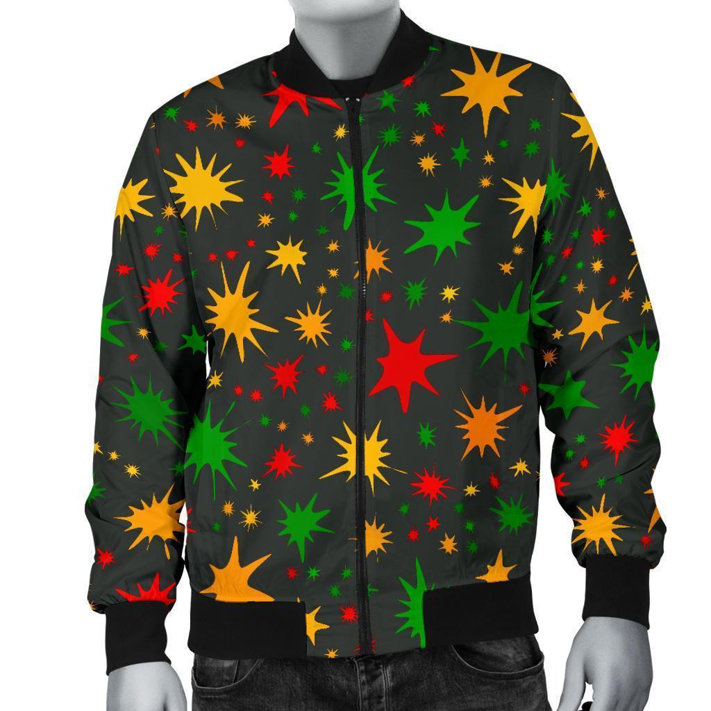 Jamaican Color Pattern Print Men's Bomber Jacket-grizzshop