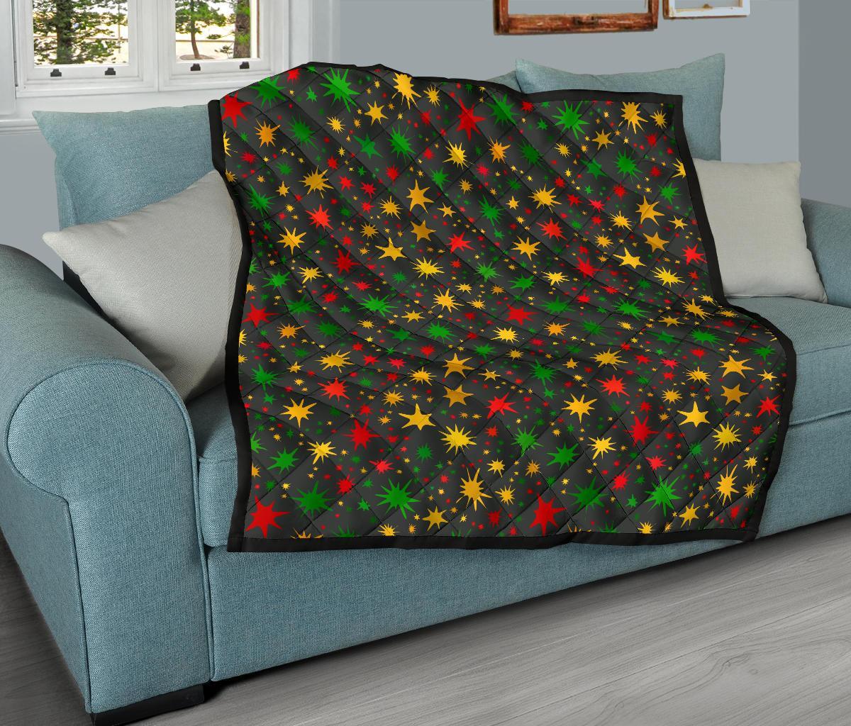 Jamaican Color Pattern Print Quilt-grizzshop