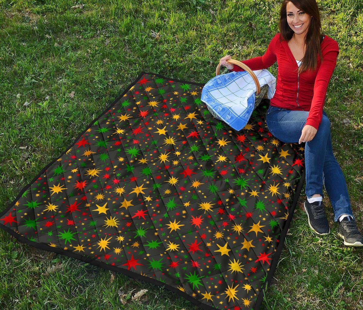 Jamaican Color Pattern Print Quilt-grizzshop